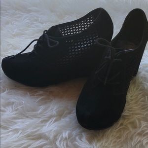 Black faux suede booties (size 8)